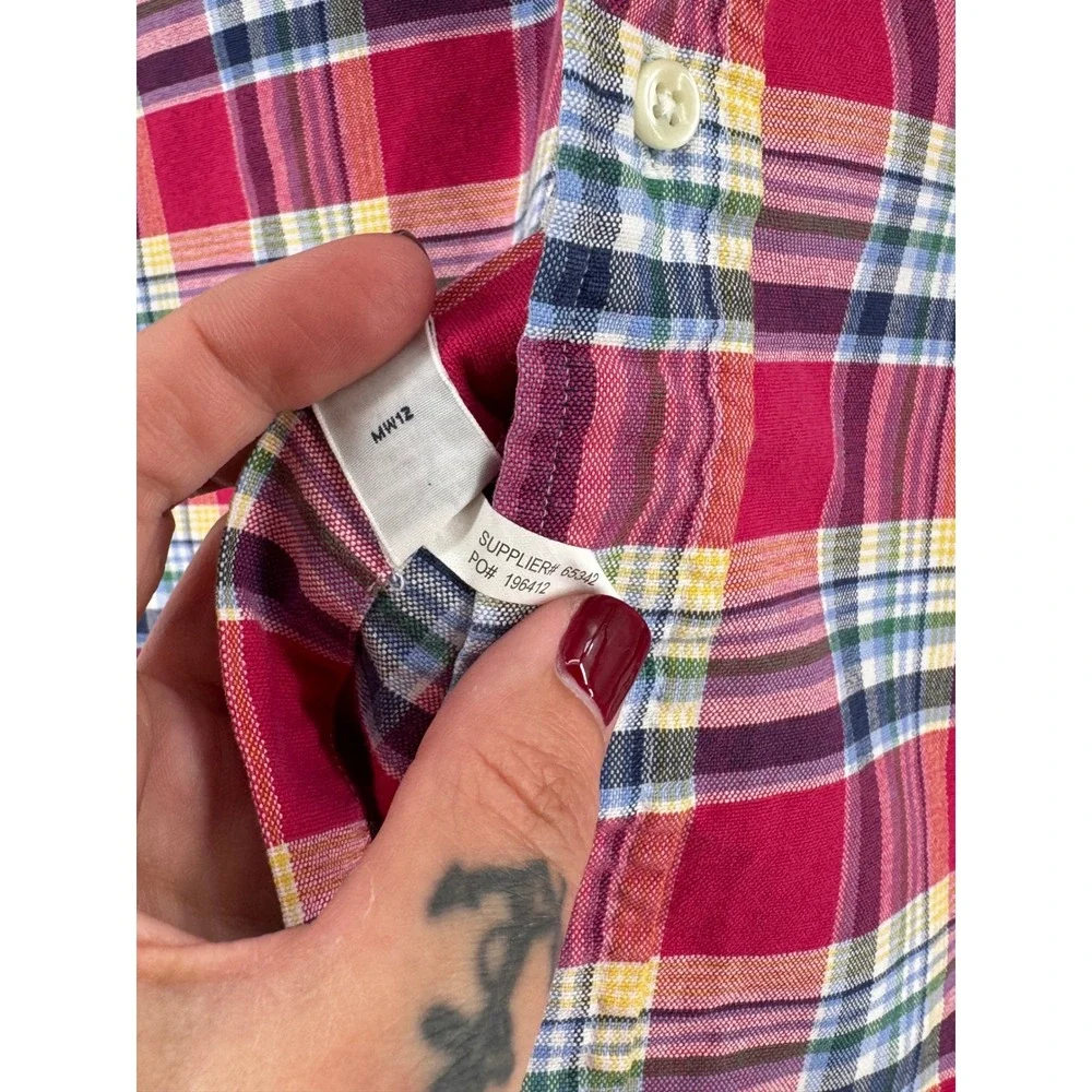 Ralph‎ Lauren Mens Classic Fit Red Plaid Cotton Button Down Shirt Large Long Slv